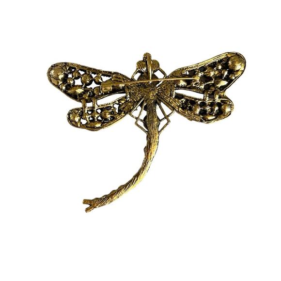 Jeweled Vintage Dragonfly Brooch Pin - Picture 3 of 4